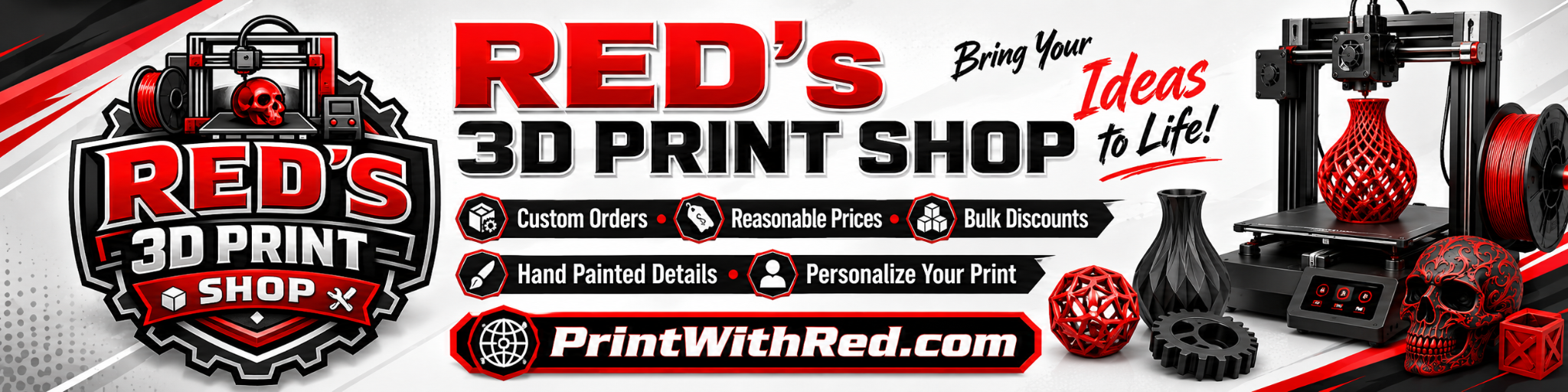 REDs 3D Print Shop promotional banner